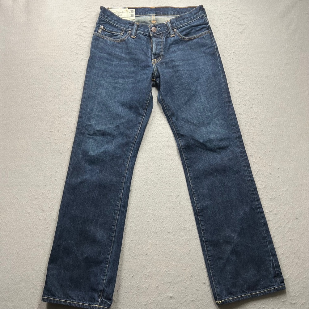 Abercrombie & Fitch Classic Straight Jeans Mens 30x30 Dark Wash Button Fly Denim